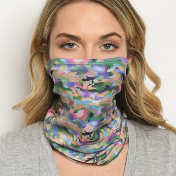 CAMO PRINT MULTI COLOR FACE MASK - Picture 1 of 10